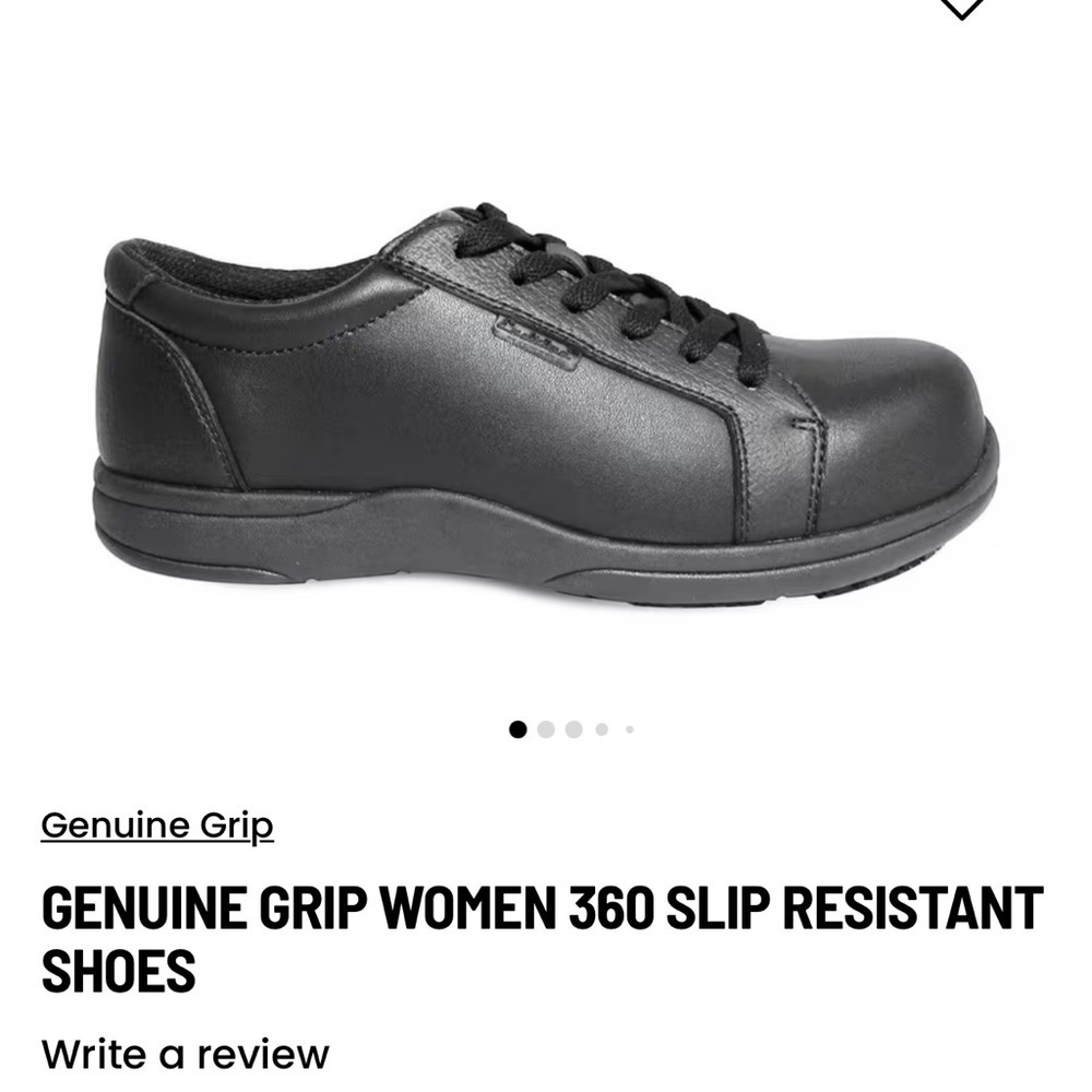 Endrina by Genuine grip Women's Black leather Slip Resistant Shoes size 10 NWTs